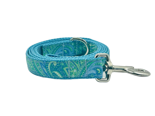 Green Paisley on Ice Blue