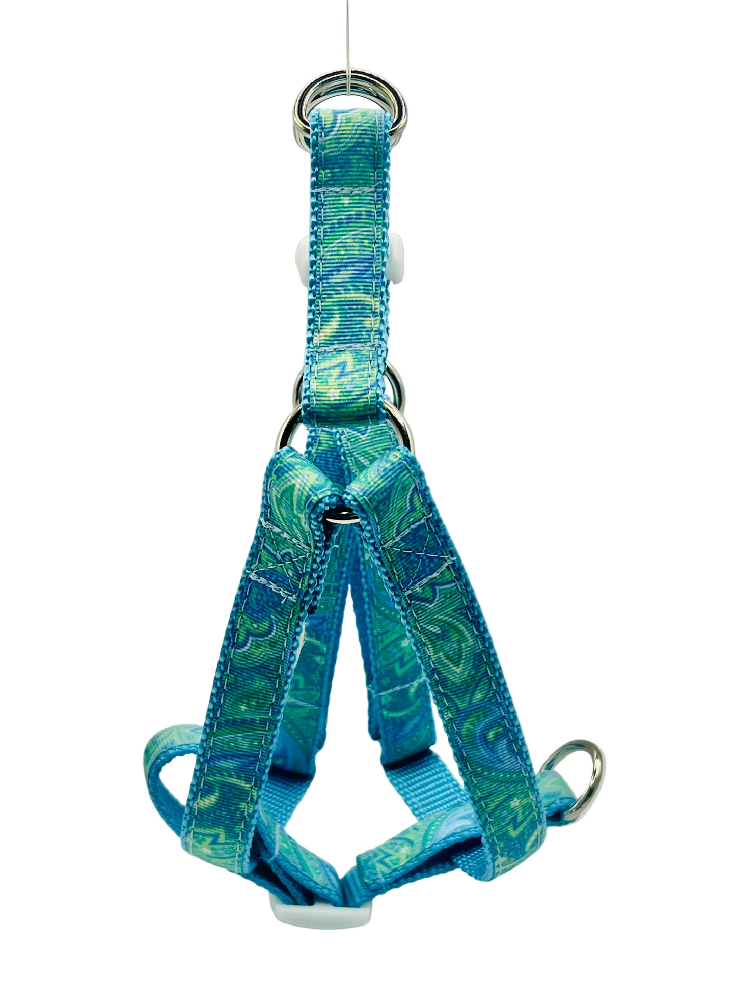 Blue Paisley on Ice Blue Harness