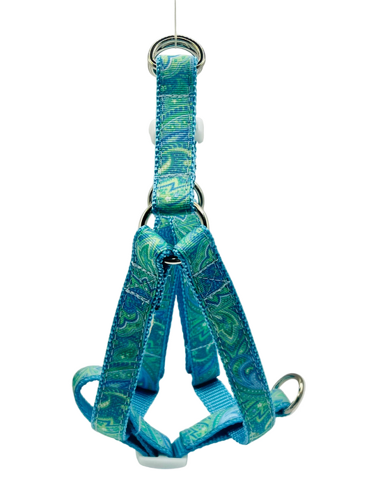 Blue Paisley on Ice Blue Harness